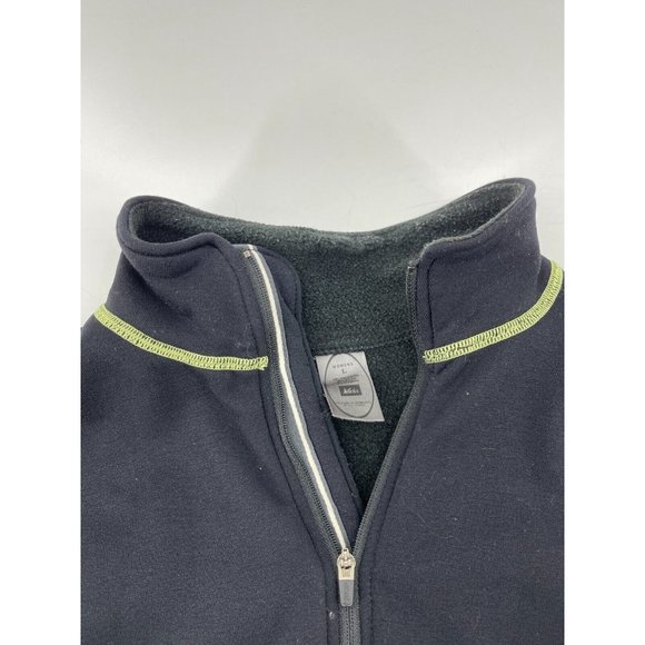 REI Women's Black Neon Green Stitching 1/4 Zip Stretch Fleece Sweatshirt Size L - Picture 9 of 15